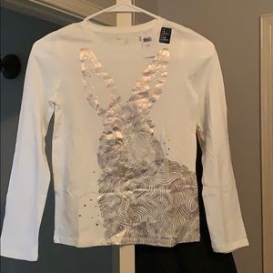 gap, white tee shirt, children L (10-11)